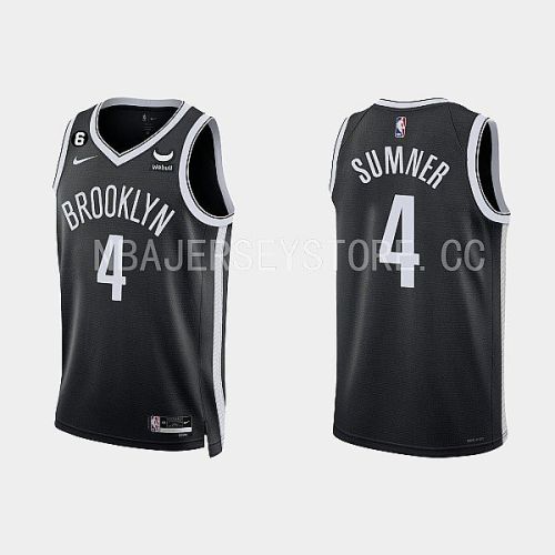 Brooklyn Nets 4 Edmond Sumner 2022-23 Icon Edition Black Men Jersey