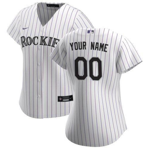 Colorado Rockies Women's Home Custom Jersey - White