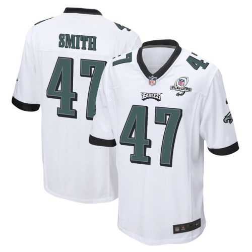 Brandon Smith 47 Philadelphia Eagles 2023 Playoffs Patch Game Men Jersey - White