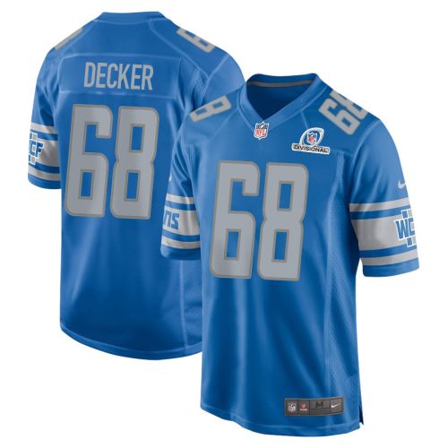 Taylor Decker 68 Detroit Lions 2024 Divisional Patch Game Men Jersey - Blue