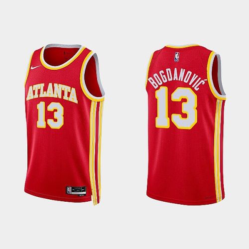 Atlanta Hawks 13 Bogdan Bogdanovic 2022-23 Icon Edition Red Men Jersey