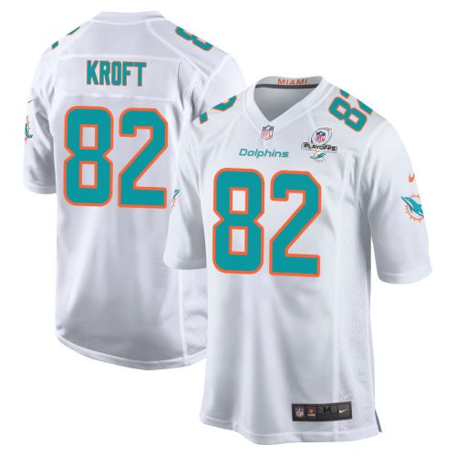 Tyler Kroft 82 Miami Dolphins 2023 Playoffs Patch Game Men Jersey - White