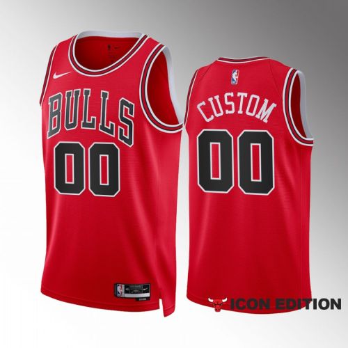 Custom 00 2022-23 Chicago Bulls Red Icon Edition Jersey Swingman