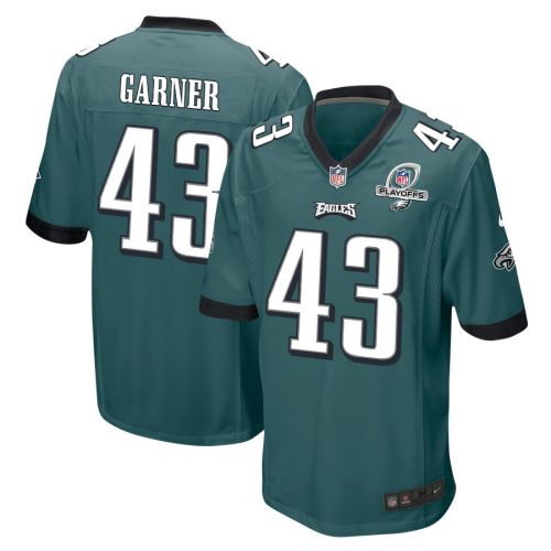 Mekhi Garner 43 Philadelphia Eagles 2023 Playoffs Patch Game Men Jersey - Midnight Green