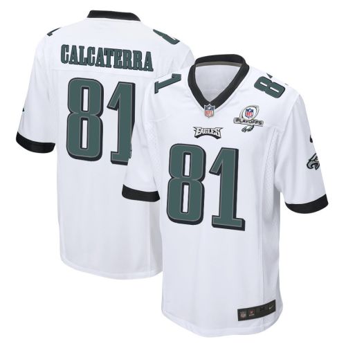 Grant Calcaterra 81 Philadelphia Eagles 2023 Playoffs Patch Game Men Jersey - White