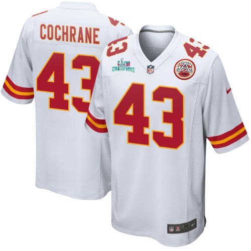 Jack Cochrane 43 Kansas City Chiefs Super Bowl LVII Champions Men Game Jersey - White