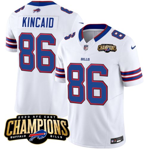 Dalton Kincaid 86 Buffalo Bills 2023 AFC East Champions Patch Game Men Jersey - White