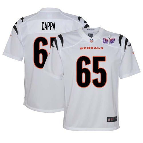 Alex Cappa 65 Cincinnati Bengals Super Bowl LVIII YOUTH Away Limited Jersey - White