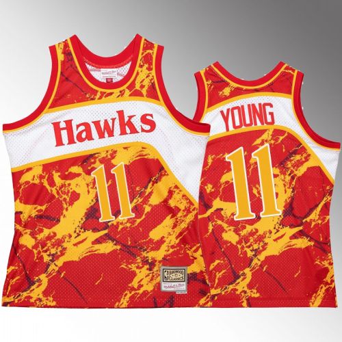 Trae Young 11 Atlanta Hawks Marble Swingman Red Hardwood Classics Jersey