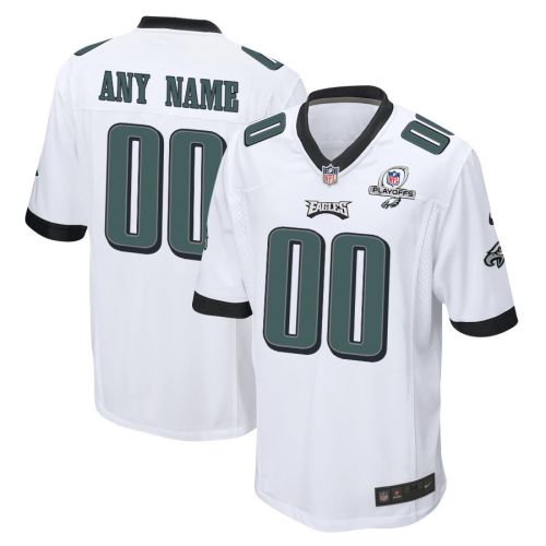 Philadelphia Eagles 2023 Playoffs Patch Game Men Custom Jersey - White