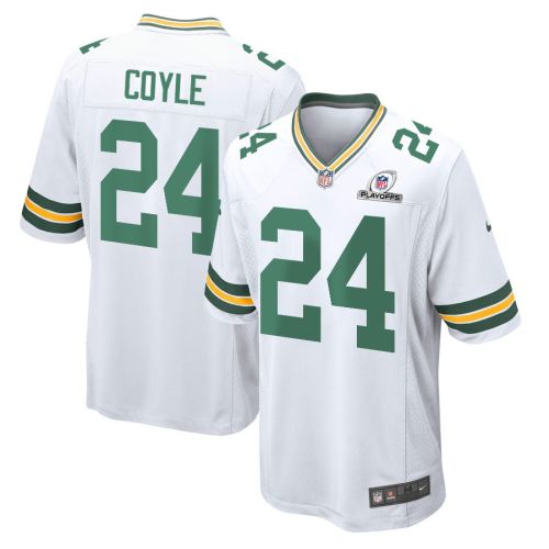 Tyler Coyle 24 Green Bay Packers 2023 Playoffs Patch Game Men Jersey - White