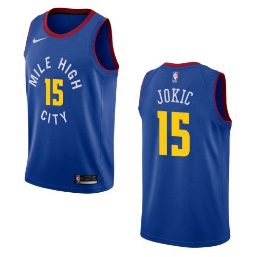 Men's Denver Nuggets 15 Nikola Jokic Statement Swingman Jersey - Blue