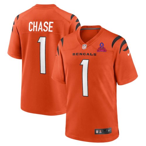 Ja’Marr Chase 1 Cincinnati Bengals 2024 Pro Bowl Patch Alternate Game Men Jersey - Orange