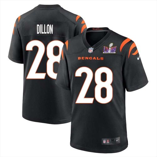 Corey Dillon 28 Cincinnati Bengals Super Bowl LVIII Men Home Limited Jersey - Black