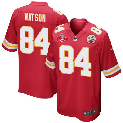 Justin Watson 84 Kansas City Chiefs Super Bowl LVII Champions 3 Stars Men Game Jersey - Red