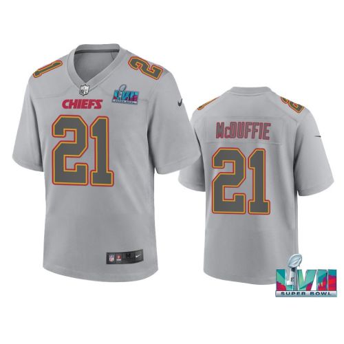 Trent McDuffie 21 Kansas City Chiefs Super Bowl LVII Youth Atmosphere Game Jersey - Gray