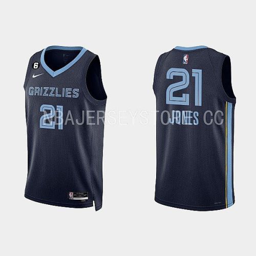 Memphis Grizzlies 21 Tyus Jones 2022-23 Icon Edition Navy Men Jersey