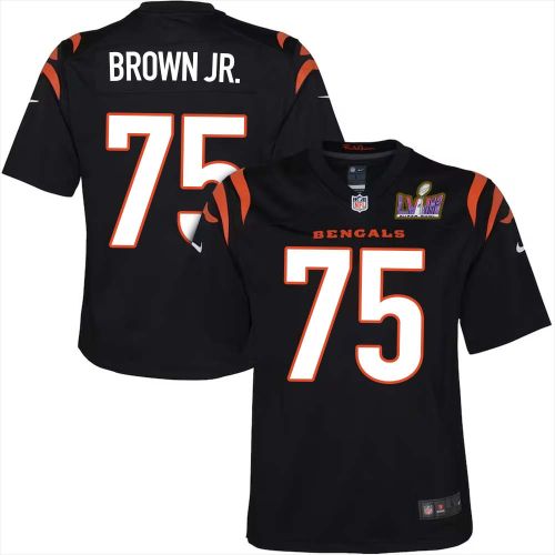 Orlando Brown Jr. 75 Cincinnati Bengals Super Bowl LVIII YOUTH Home Limited Jersey - Black