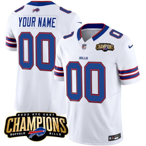 Buffalo Bills 2023 AFC East Champions Patch Game Custom Men Jersey - White