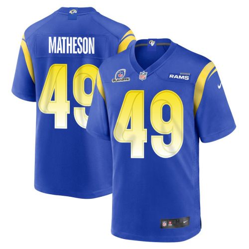 Alex Matheson 49 Los Angeles Rams 2023 Playoffs Patch Game Men Jersey - Royal