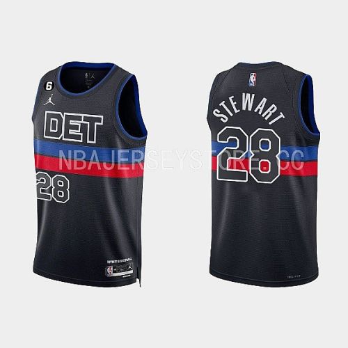 Detroit Pistons 28 Isaiah Stewart 2022-23 Statement Edition Black Men Jersey