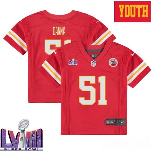 Mike Danna 51 Kansas City Chiefs Super Bowl LVIII YOUTH Home Game Jersey - Red