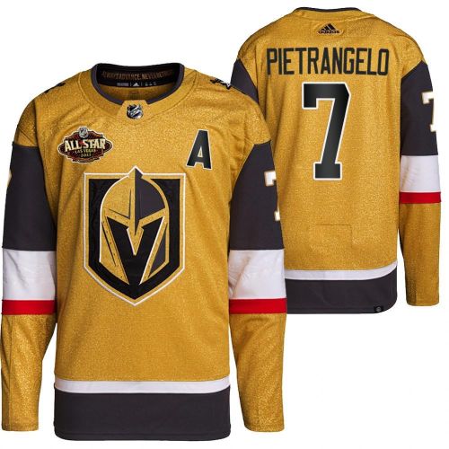 Men Vegas Golden Knights 7 Alex Pietrangelo Primegreen Gold Jersey 2023 All-Star Jersey