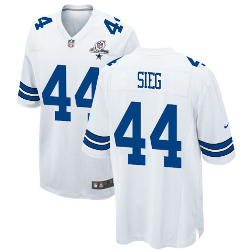 Trent Sieg 44 Dallas Cowboys 2023 Playoffs Patch Game Men Jersey - White