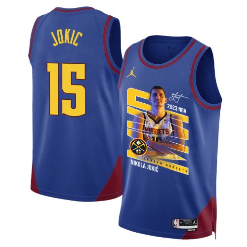 Nikola Jokic 15 Denver Nuggets Clown Prince 2023 NBA Champions Swingman Jersey - Blue