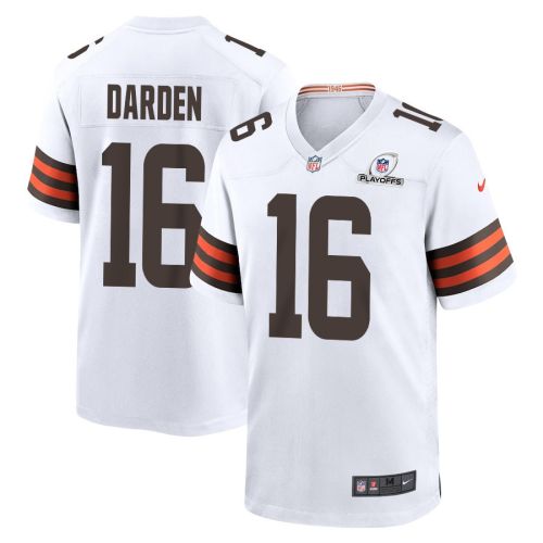 Jaelon Darden 16 Cleveland Browns 2023 Playoffs Patch Game Men Jersey - White