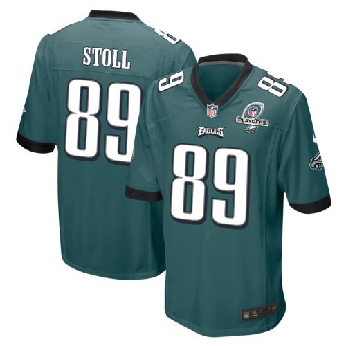 Jack Stoll 89 Philadelphia Eagles 2023 Playoffs Patch Game Men Jersey - Midnight Green