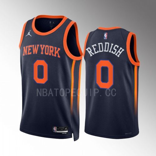 New York Knicks Cameron Reddish 0 2022-23 Statement Edition Navy Men Jersey Swingman