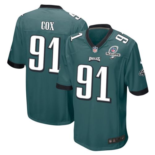 Fletcher Cox 91 Philadelphia Eagles 2023 Playoffs Patch Game Men Jersey - Midnight Green