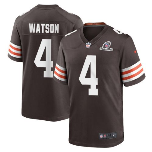 Deshaun Watson 4 Cleveland Browns 2023 Playoffs Patch Game Men Jersey - Brown