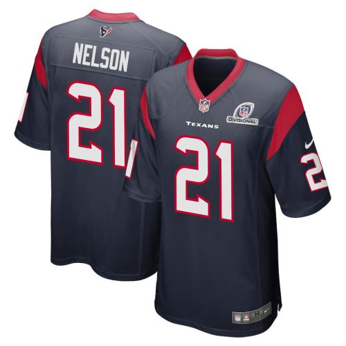 Steven Nelson 21 Houston Texans 2024 Divisional Patch Game Men Jersey - Navy