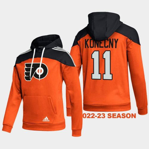 Philadelphia Flyers 11 Travis Konecny 2022-23 Orange Hoodie Pullover