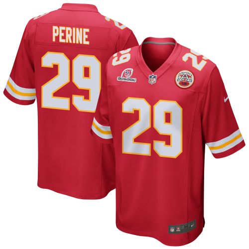 La'Mical Perine 29 Kansas City Chiefs 2024 Divisional Patch Game Men Jersey - Red