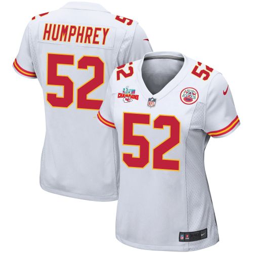 Creed Humphrey 52 Kansas City Chiefs Super Bowl LVII Champions 3 Stars Women Game Jersey - White