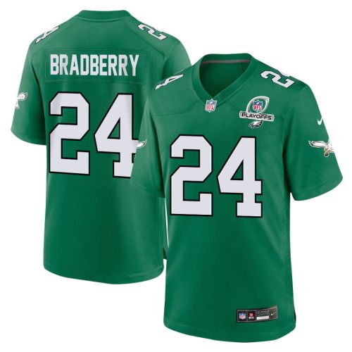 James Bradberry 24 Philadelphia Eagles 2023 Playoffs Patch Alternate Game Men Jersey - Kelly Green