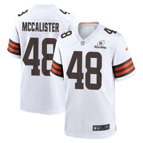 Tanner McCalister 48 Cleveland Browns 2023 Playoffs Patch Game Men Jersey - White