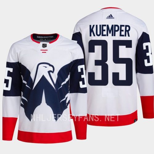 Darcy Kuemper 35 Washington Capitals 2023 Jersey Stadium White Primegreen