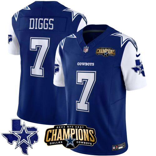 Trevon Diggs 7 Dallas Cowboys 2023 NFC East Champions Patch Game Men Jersey - Royal