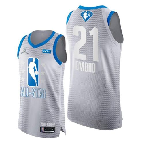 Joel Embiid 2022 All-Star Grey Blue 75th Jersey 76ers 21 - Men