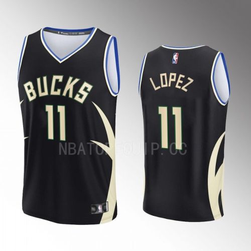 Milwaukee Bucks 11 Brook Lopez Statement Edition Men Jersey 2022-23 Fast Break Black