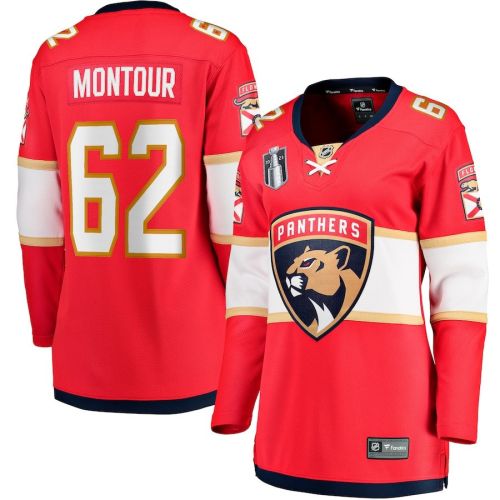 Brandon Montour 62 Florida Panthers Women's 2023 Stanley Cup Final Home Breakaway Player Jersey - Red