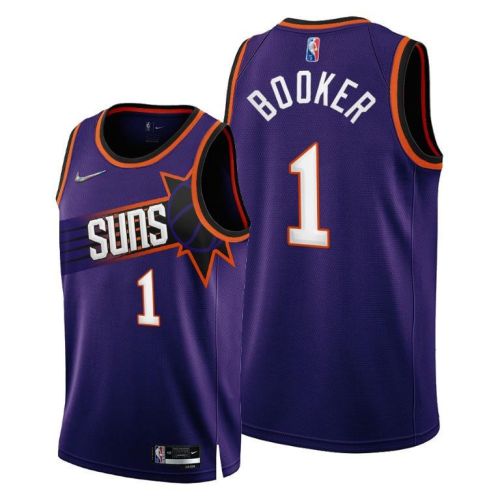 Phoenix Suns 1 Devin Booker 2022-23 Icon Edition Jersey Purple - Men Jersey