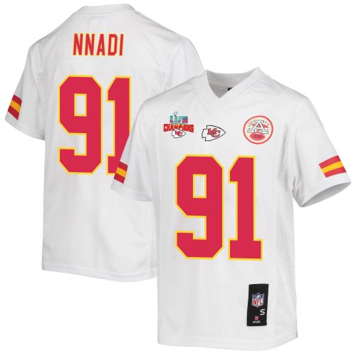 Derrick Nnadi 91 Kansas City Chiefs Super Bowl LVII Champions 3 Stars Youth Game Jersey - White