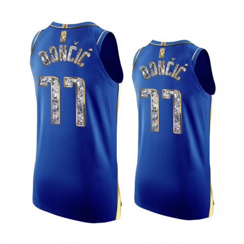 Mavericks 77 Luka Doncic Blue Jersey Diamond Edition 2022 Playoffs