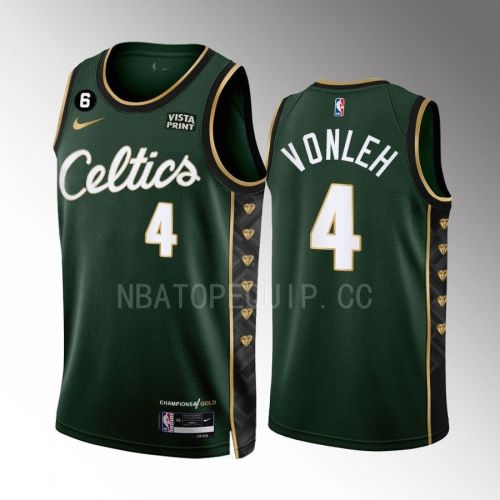 Noah Vonleh 4 Boston Celtics 2022-23 City Edition Green Men Jersey Honor Bill Russell 11 Gold Diamonds