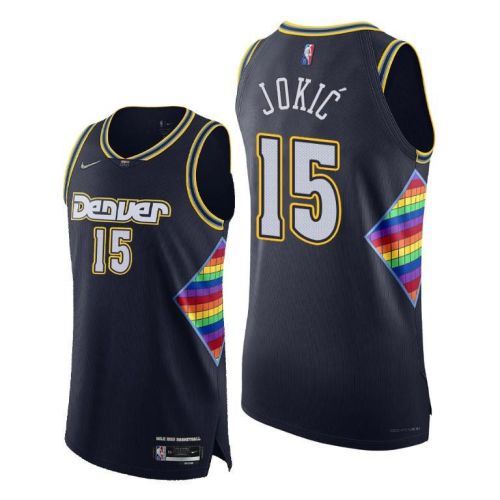 Nuggets 15 Nikola Jokic Navy 2021-22 City Edition Jersey 75th Season - Men Jersey